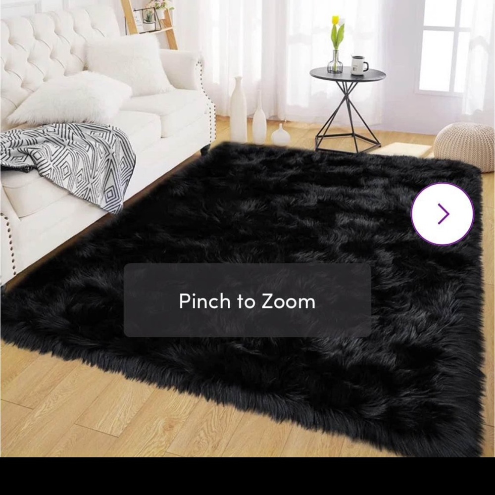Luxurious Black Faux Fur Area Rug